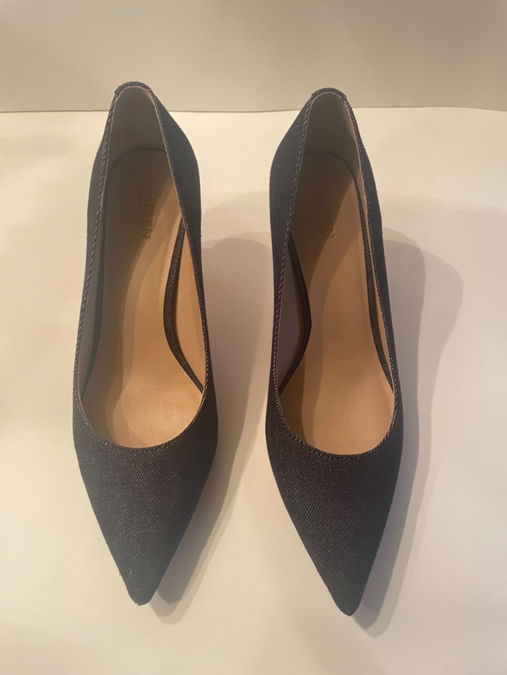 Ralph Lauren Lanette Denim Blue Pointed Toe Pumps S8